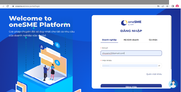 Kích hoạt tài khoản OneSme 3