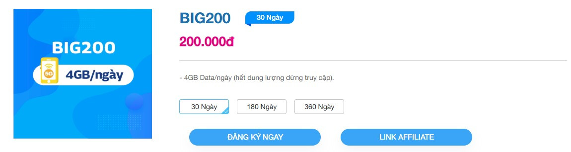 Gói cước BIG200 VinaPhone 2