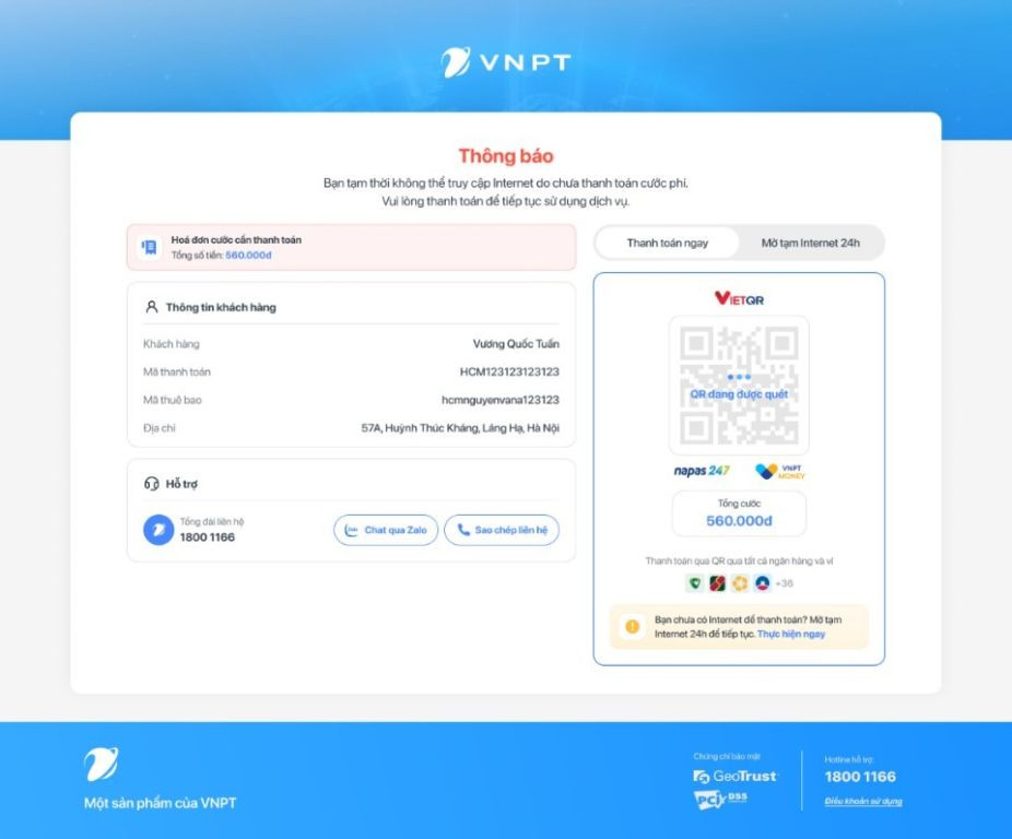 Hướng dẫn tự động mở khóa Internet VNPT khi bị khóa do nợ cước 3
