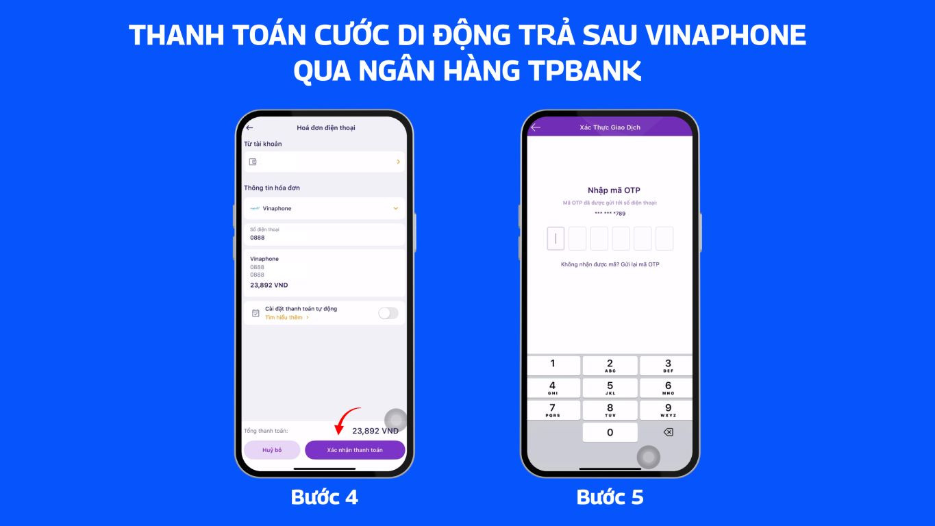 Thanh toán cước di động trả sau VinaPhone qua ngân hàng TPbank 2