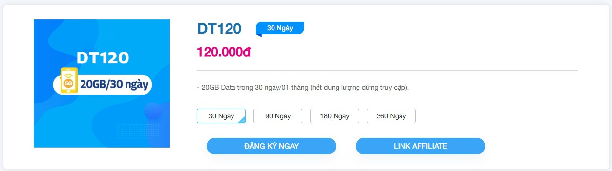 Gói cước DT120 VinaPhone 2