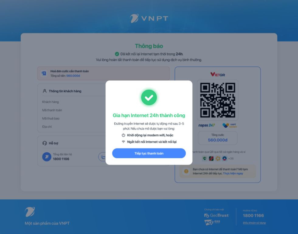 Hướng dẫn tự động mở khóa Internet VNPT khi bị khóa do nợ cước 9