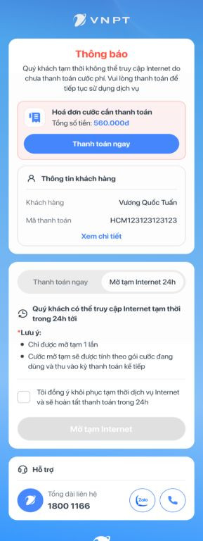 Hướng dẫn tự động mở khóa Internet VNPT khi bị khóa do nợ cước 8
