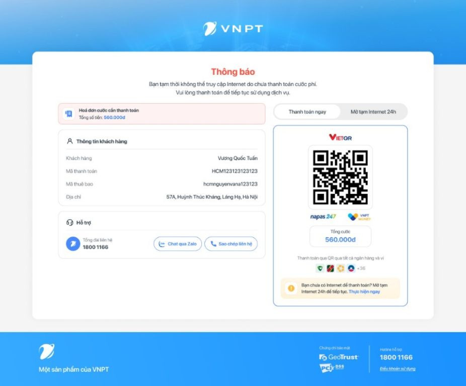 Hướng dẫn tự động mở khóa Internet VNPT khi bị khóa do nợ cước 1