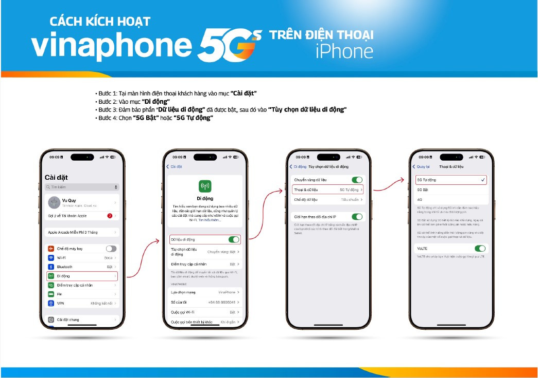 Cách kích hoạt 5G VinaPhone 1