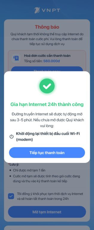 Hướng dẫn tự động mở khóa Internet VNPT khi bị khóa do nợ cước 10